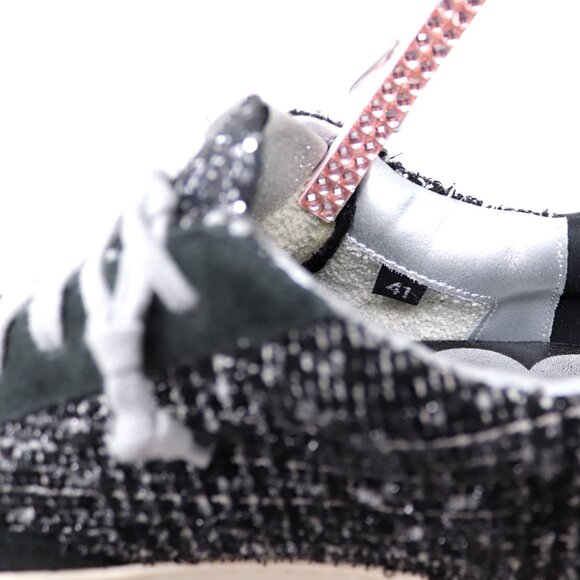 P448 Size 41 John Shaka Sneakers Black White Tweed & Suede - Picture 15 of 15